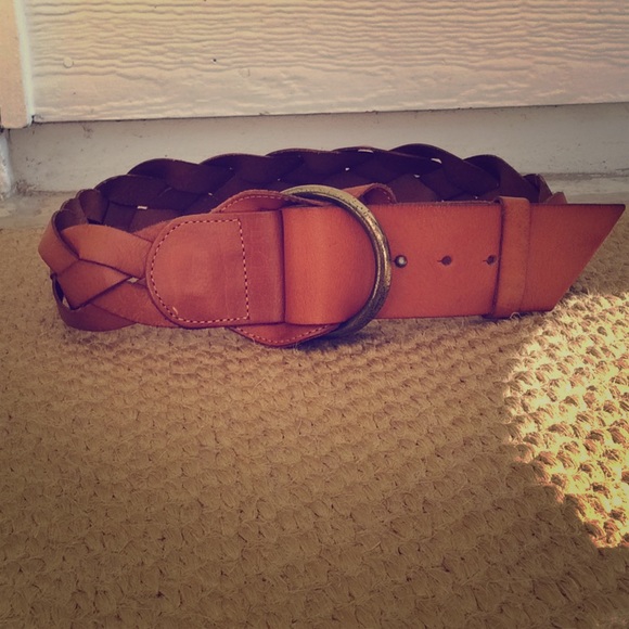 Linea Pelle Brown Leather & Brass Belt Medium - Picture 1 of 4